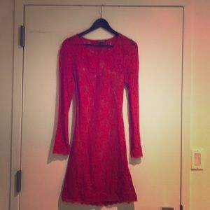Red lace naked back EXPRESS dress